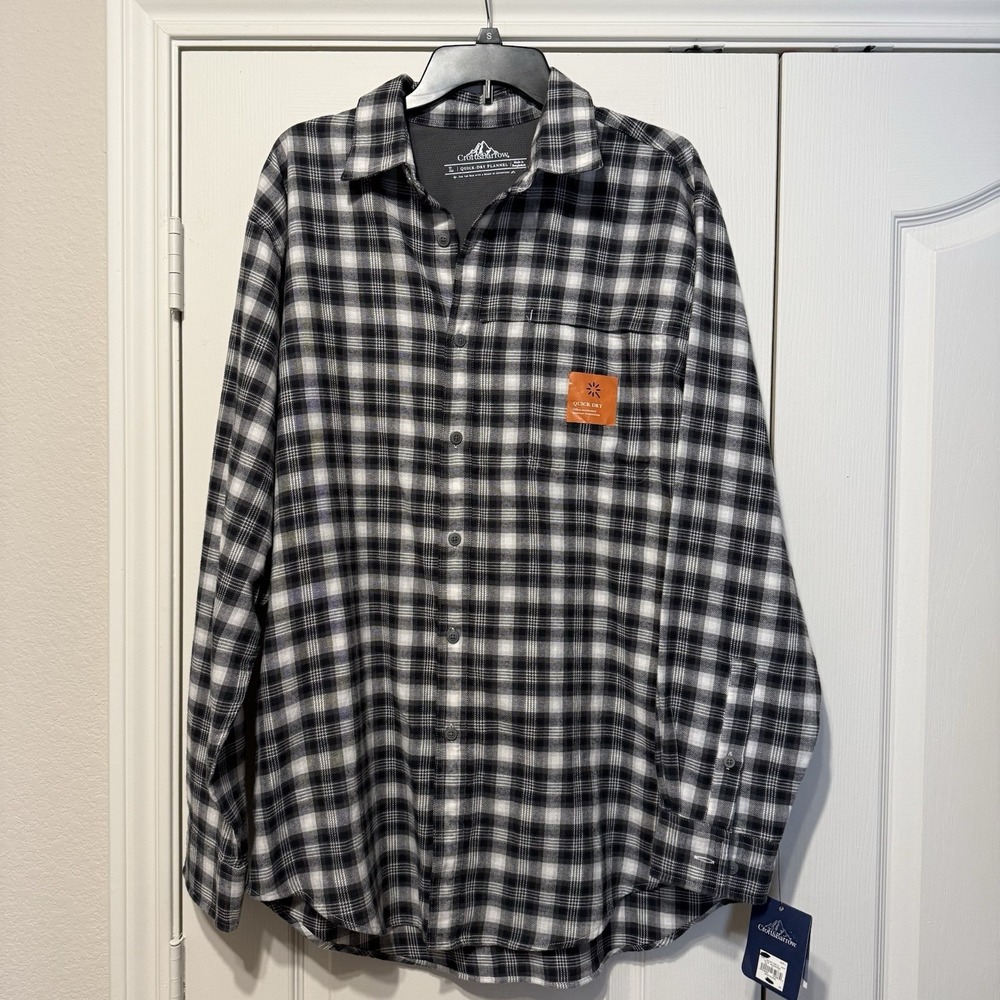 NWT Croft Barrow Flannel Shirt Men Large Wicking Ventilation Quick Dry Gray - Picture 2 of 9